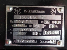 Автоматический выключатель 3-фазный 220V 630A J2UX50L ZSE Praha